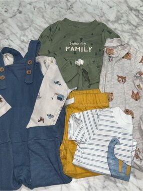 Carter's baby boy outfit set lot bundle overalls onesie